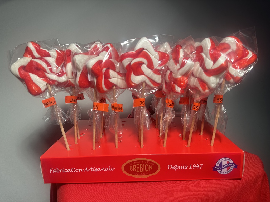 Sucette étoile de Noël rouge/blanc 40gx50