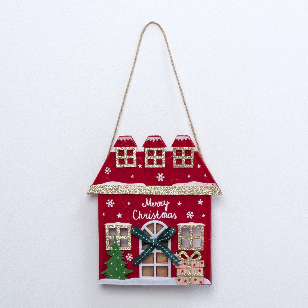 Pendentif maison noël feutrine 4 napolitains 44gx12