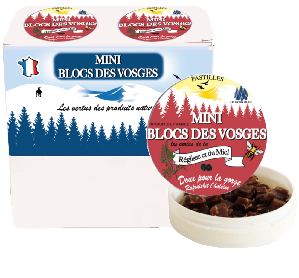 Boite Mini bloc des Vosges réglisse et miel 43g x12