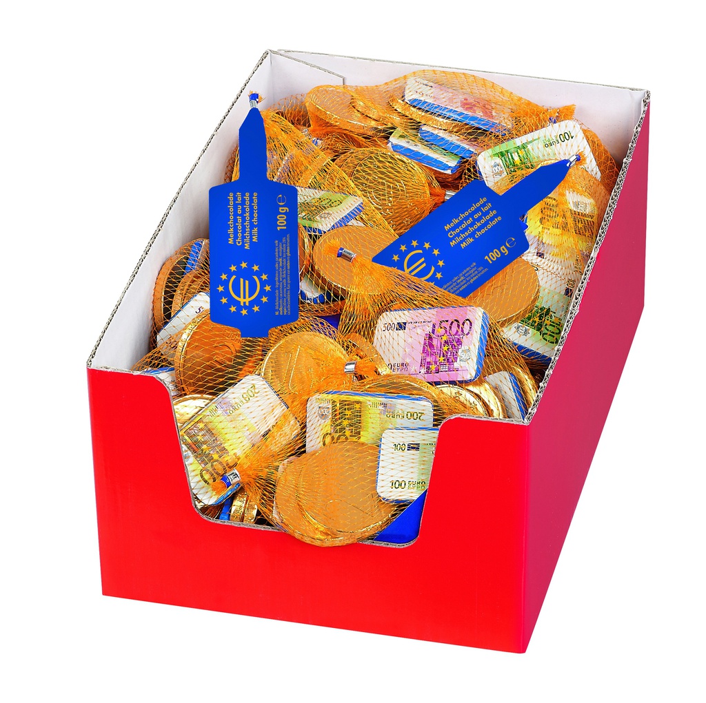 Filet de pièces et billets euros 100gx30