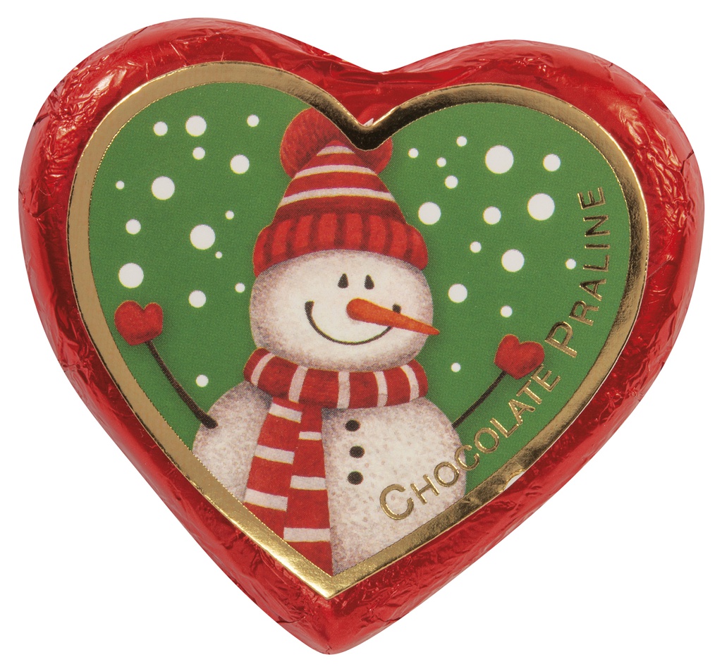 Grand cœur praliné décor Noël assortis 24gx40