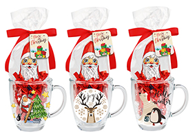 Tasse de Noël 3 modèles garnis pièces choc 103gx12