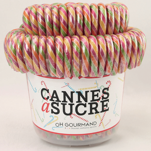 Cannes à sucre Tutti frutti 28g en seau de 96