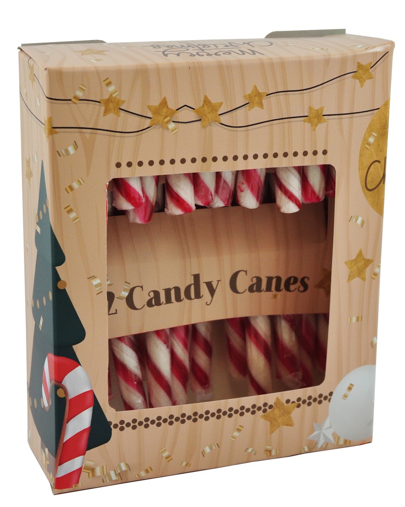 Boite 12 mini candy cane menthe décor bois 12g x 16