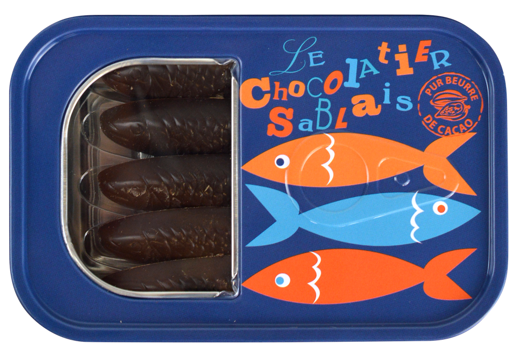 Boite métal sardine chocolat noir 60g x 24