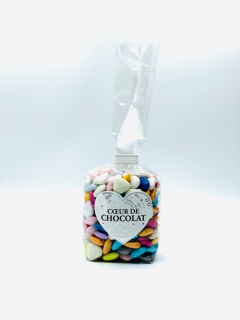 Sachet coeur chocolat multicolore 150g x12