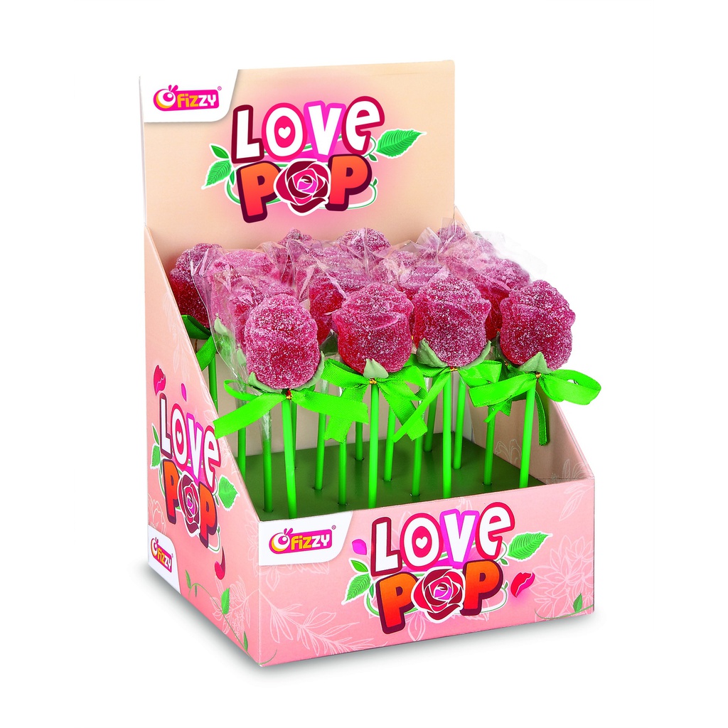 Display sucettes roses gélifiées 38g x 16