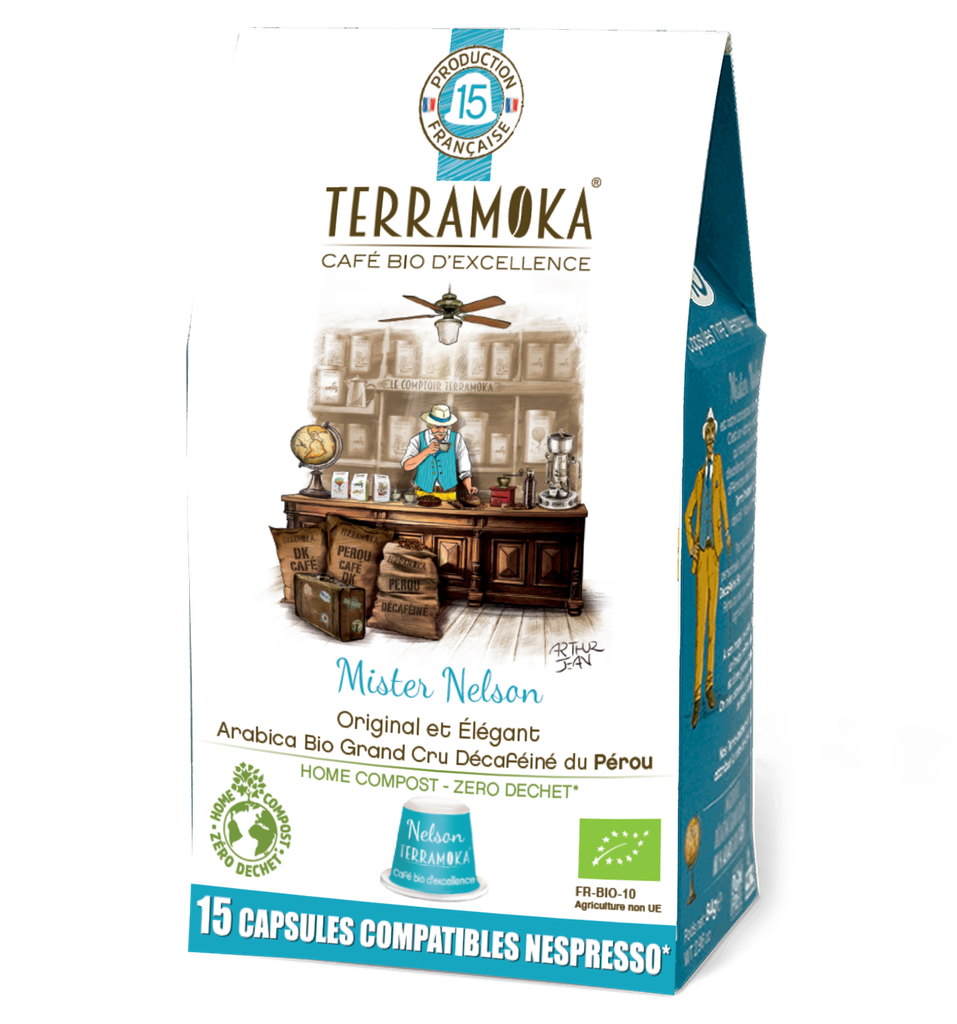 15 Capsules TERRAMOKA Bio décaféinées NELSON X10