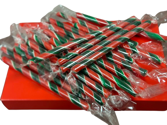 Sucre d'orge 21cm rouge vert 25g x 50