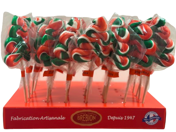 Sucette sapin de Noël rouge/vert 40gx50