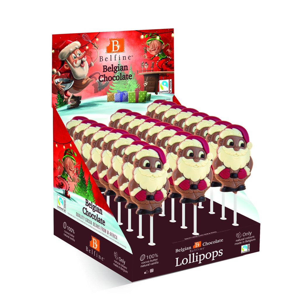 Sucette chocolat lait Père Noël bonnet 25gx 24