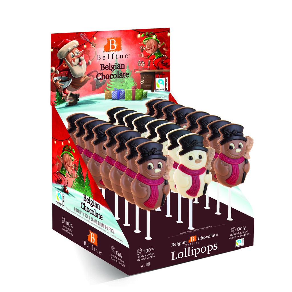 Sucette chocolat lait/blanc bonhomme de neige 25gx24