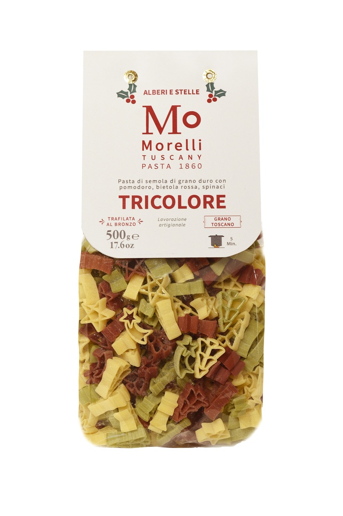 Pâtes tricolores sapin, étoiles et étoiles filantes 500g X12