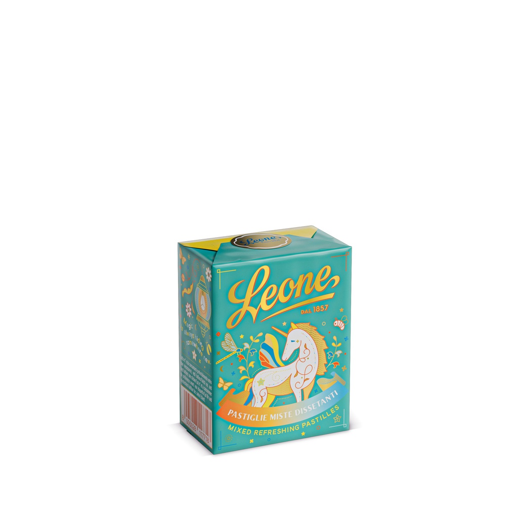 Pastilles mixtes Léone Licorne boite carton 27g x 18