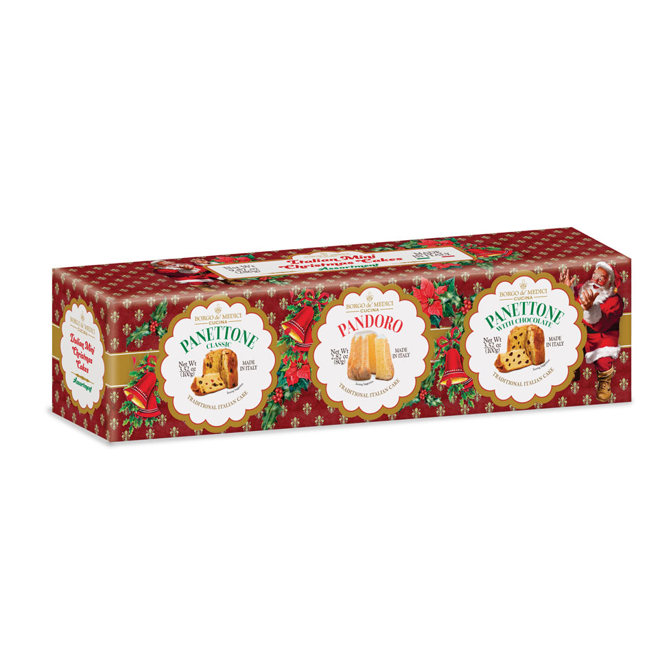 Coffret 2 mini Panettones et 1 Pandoro 250g x 6