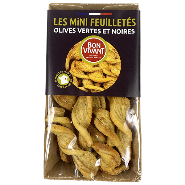 Barquette biscuits torsades olives vertes et noires 60g X10