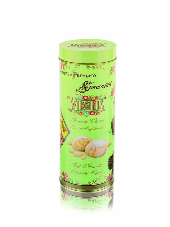 Boite métal verte Amaretti tendre 140g x 12