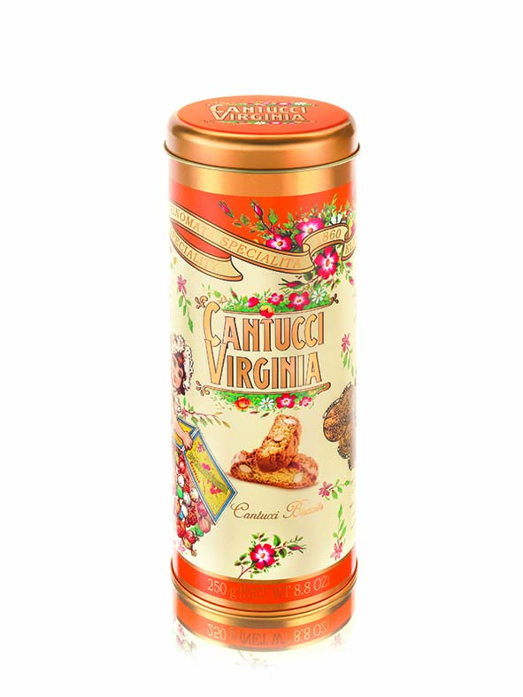 Boite métal orange Cantuccini 250g x 8