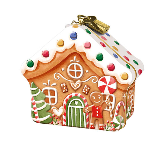 Petite maison noël métal garni pièces chocolats 82gx15