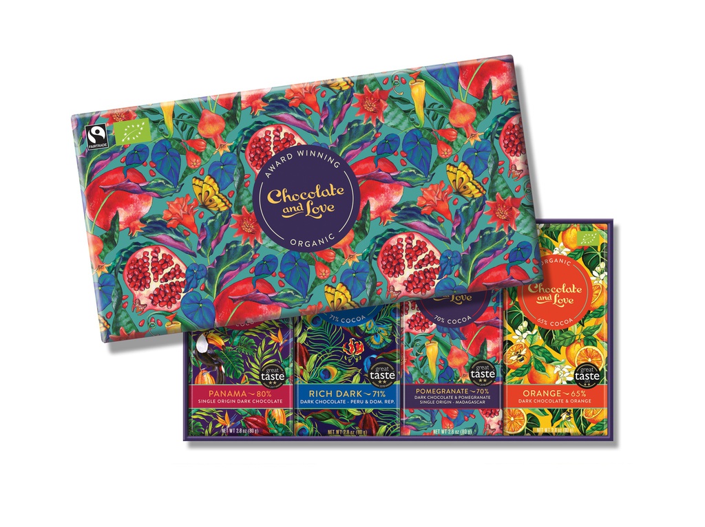 Boite décor 4 tablettes choc noir et fruits BIO 325gx10