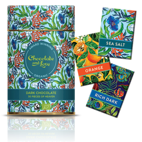 Boite métal ronde choc noir caramel fruit BIO 165gx10