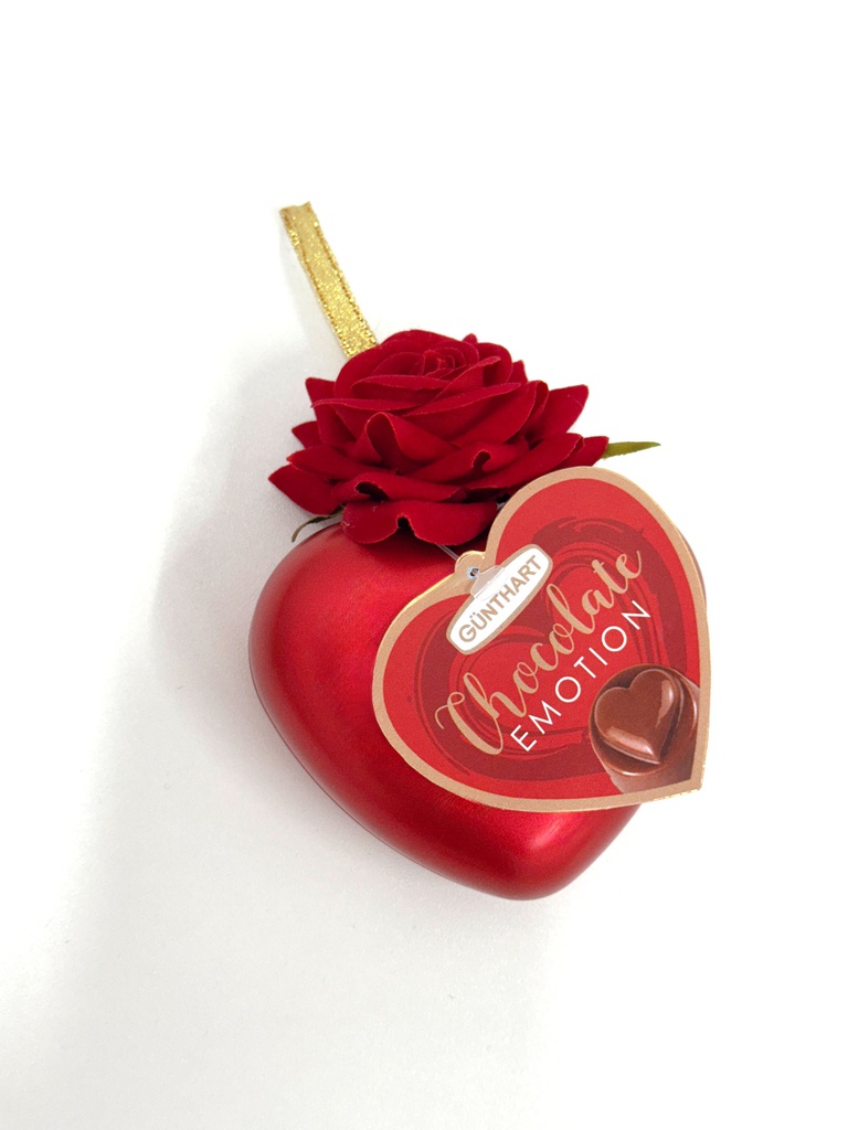Médaillon cœur rose chocolat praliné 36gx12