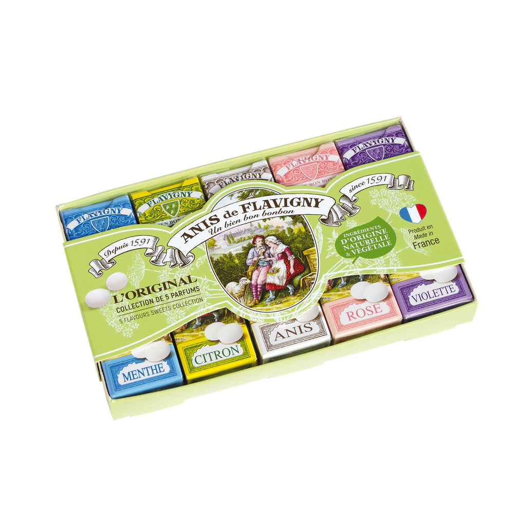 Coffret 5 étuis assortis boite métal  90g x 30